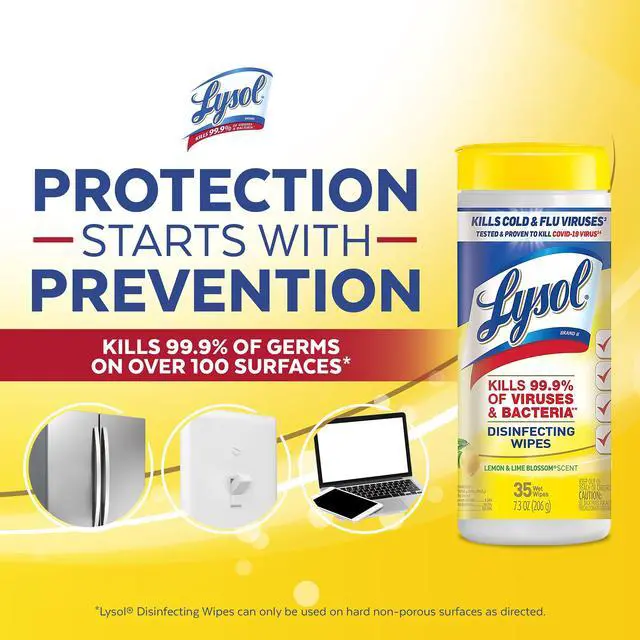 Alt view image 5 of 5 - Lysol Disinfectant Wipes, Multi-Surface Antibacterial Cleaning Wipes, for Disinfecting and Cleaning, Lemon and Lime Blossom, 35 Count (Pack of 3)