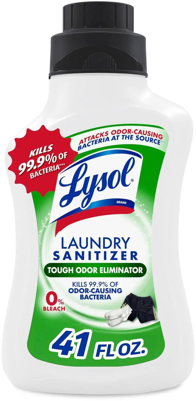 Main image of Lysol Tough Odor Eliminator Laundry Sanitizer Additive, Sanitizing Liquid for Gym Clothes and Activewear, 0% Bleach, Eliminates Odor Causing Bacteria, 41oz