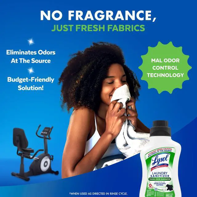 Alt view image 3 of 7 - Lysol Tough Odor Eliminator Laundry Sanitizer Additive, Sanitizing Liquid for Gym Clothes and Activewear, 0% Bleach, Eliminates Odor Causing Bacteria, 41oz