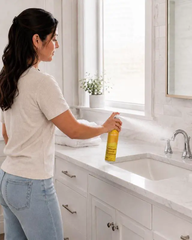 Alt view image 4 of 6 - Amazon Basics Bathroom Cleaner Disinfectant, Foaming Action, Lemon Scent, Kills 99.9% Of Bacteria, 22 OZ, Pack of 1