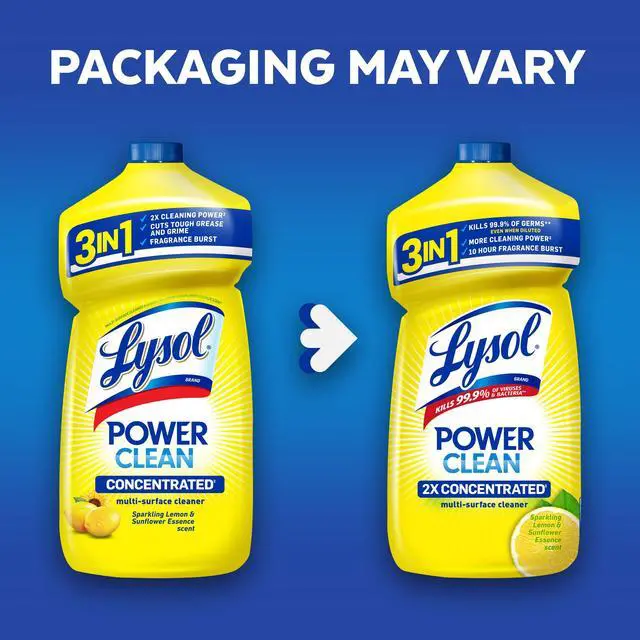 Alt view image 2 of 6 - Lysol Power Clean Multi-Surface Cleaner, 2x Concentrated Pour, Sparkling Lemon & Sunflower Essence scent, 28 Fl Oz (Packaging May Vary)