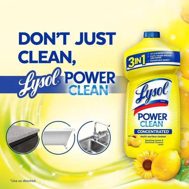Alt view image 5 of 6 - Lysol Power Clean Multi-Surface Cleaner, 2x Concentrated Pour, Sparkling Lemon & Sunflower Essence scent, 28 Fl Oz (Packaging May Vary)