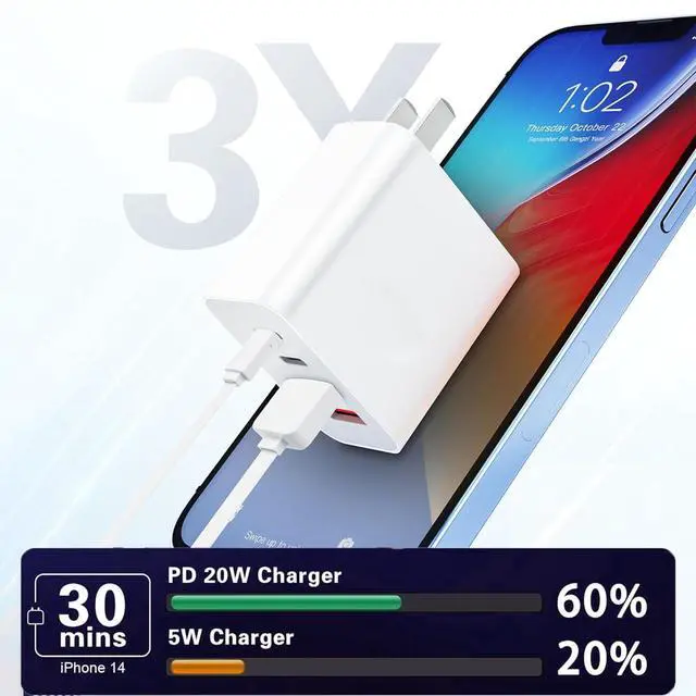 Alt view image 2 of 7 - TEQNIT 4-Port 40W Fast Charging Block Compatible with iPhone 17e/17Air/16e