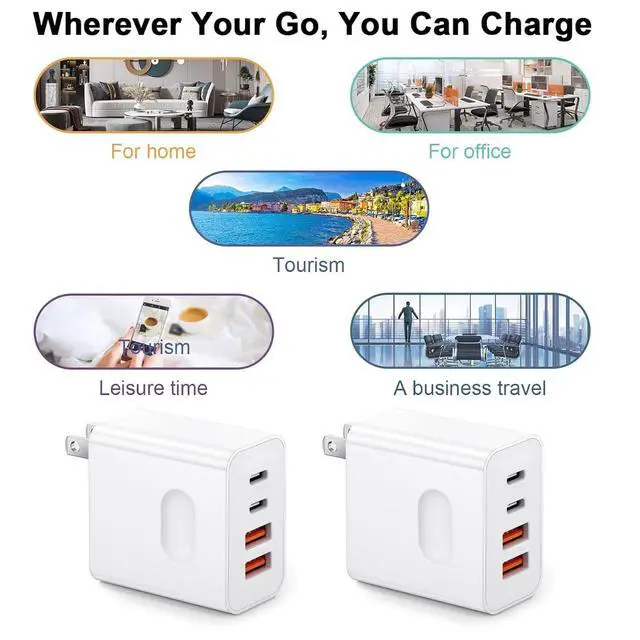 Alt view image 7 of 7 - TEQNIT 4-Port 40W Fast Charging Block Compatible with iPhone 17e/17Air/16e