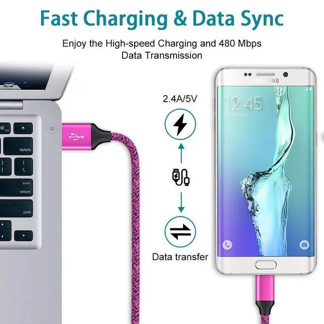 Alt view image 4 of 7 - Micro USB Charger Block, Fast Charging Cord Android Phone Cables 6FT Compatible for LG K40 K50 Q60,Stylo 3 2 Plus 2v,Aristo 3+,Tribute Dynasty/HD,Phoenix 3 2 Plus,Fortune/2,Fiesta 2,K4/K8,Escape 2/3