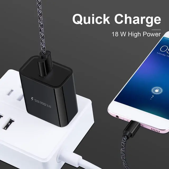 Alt view image 6 of 7 - Type C Charger Fast Charging Wall Plug Block USB C Cord Cable 3FT