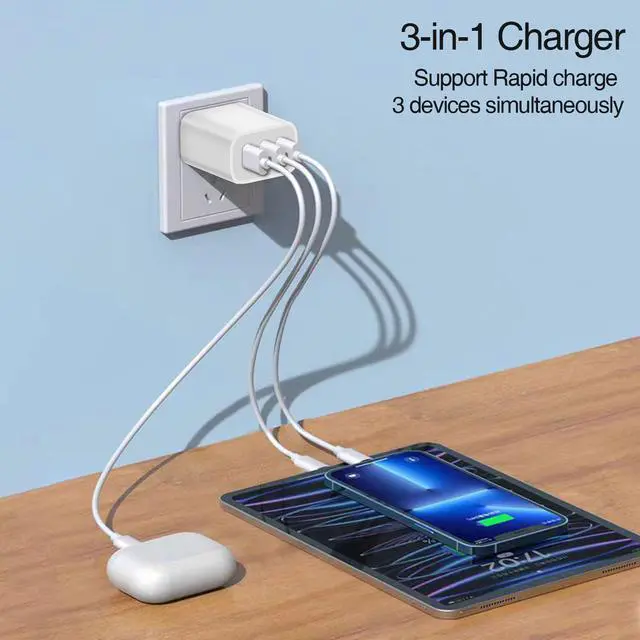 Alt view image 2 of 6 - USB Charger Block, Wall Plug in Charging Blocks, Fast Charging Multiport Wall Chargers Power Adapter for Charger for Mobile Phone 14/13/12/11/10 Pro and More