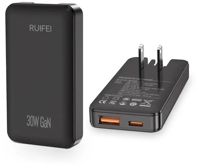 Main image of RUIFEI 30W Flat USB C Charger Block,Dual-Port,Black