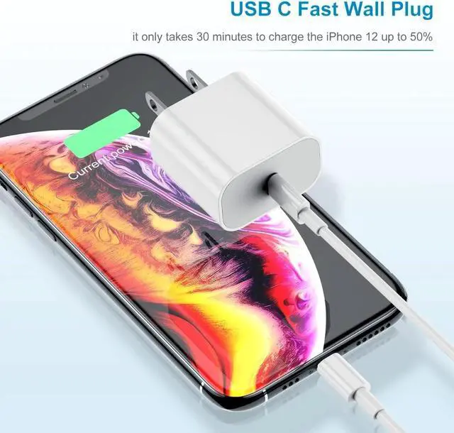 Alt view image 2 of 7 - iPhone Charger Fast Charging 10ft, Type C Charger Block and Long USB C to Lightning Cable Cord,USBC Wall Plug Power Adapter Cube for Apple iPhone 14 Pro Max/14 Plus/14/13/12 Mini/11/XS Max/XR/iPad Air