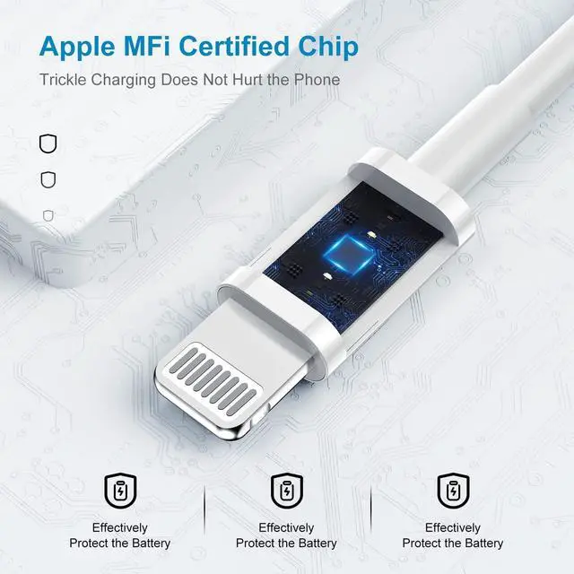 Alt view image 4 of 7 - iPhone Charger Fast Charging 10ft, Type C Charger Block and Long USB C to Lightning Cable Cord,USBC Wall Plug Power Adapter Cube for Apple iPhone 14 Pro Max/14 Plus/14/13/12 Mini/11/XS Max/XR/iPad Air