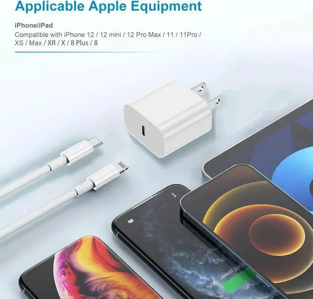 Alt view image 7 of 7 - iPhone Charger Fast Charging 10ft, Type C Charger Block and Long USB C to Lightning Cable Cord,USBC Wall Plug Power Adapter Cube for Apple iPhone 14 Pro Max/14 Plus/14/13/12 Mini/11/XS Max/XR/iPad Air