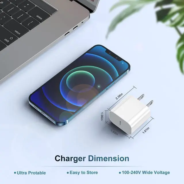 Alt view image 7 of 7 - iPhone 17 16 15 Charger,20W USB C Fast Charging Block Plug and 6ft Type C to C Cable Cord Long for Apple iPhone 17 Pro Max/17 Air/16 Pro/16 Plus/15 Pro/15 Mini/Samsung/iPad Wall Adapter Cube Brick Box