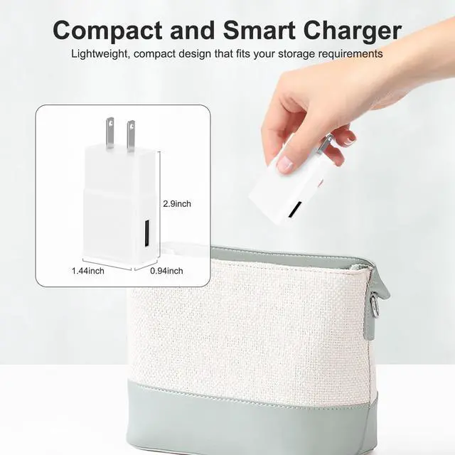Alt view image 5 of 7 - Adaptive Fast Charging USB Wall Charger Adapter for Samsung Galaxy S25 Ultra/S25/S25+/s24 S7 S8 S9 / Edge/Plus/Active, Note 5 8, 9, Quick Charge, Android Phone Travel Plug -2 Pack(White)