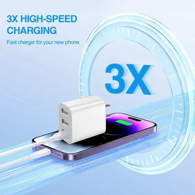 Alt view image 3 of 7 - 3 USB A Ports Charger Block,YTFCYIKBG Cell Phone wall Chargers,USB Cube