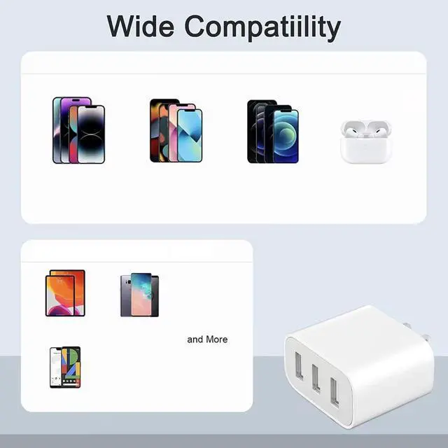 Alt view image 7 of 7 - 3 USB A Ports Charger Block,YTFCYIKBG Cell Phone wall Chargers,USB Cube