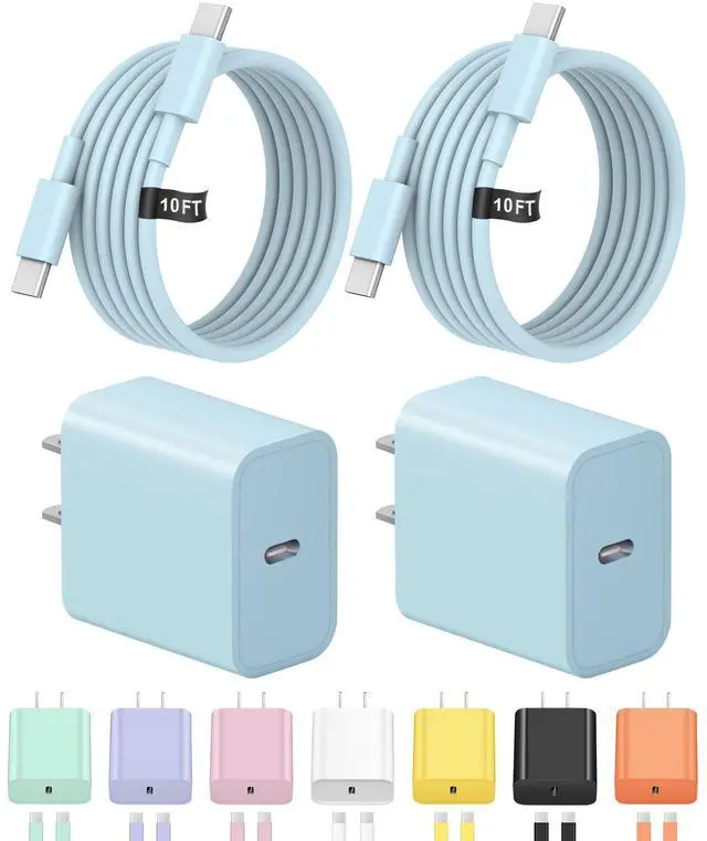 Main image of 10FT iPhone 17 16 15 Charger Fast Charging USB C Charger Block