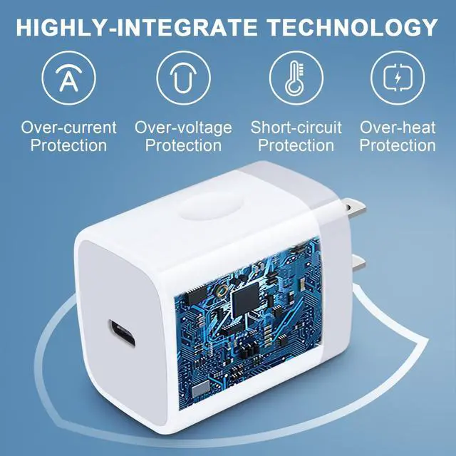 Alt view image 7 of 7 - USB C Box Fast Charger Block for Samsung Galaxy A17 5G A16 A15/A54/A36/S25/S24FE/A13/A53/A03S/A23/A24/Z Fold7/S23/S22,iPhone 17 Pro Max/16/15,Pixel 10Pro/9a/8,20W Wall Charger Plug USB C Charger Brick