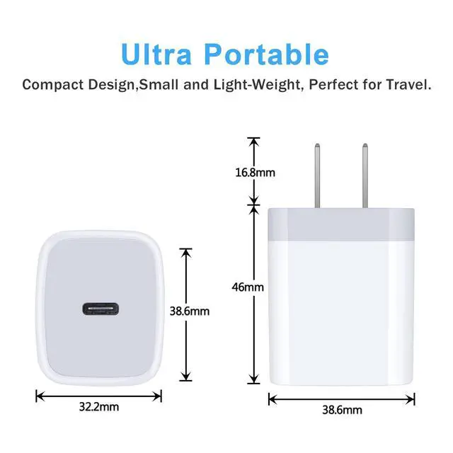 Alt view image 6 of 7 - USB C Charger Box Phone Charger Block Fast Charging Wall Plug for Samsung