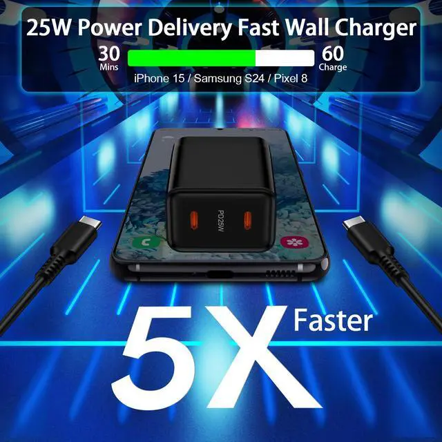 Alt view image 3 of 7 - Fast Samsung Charger Block USB C 25W Dual Port Android Charger Type C Phone Wall Plug for Galaxy S26 Ultra S26+ S26 A17 S25 Ultra Plus A36 A26 A56 A16 5G A35 A15 A26 A36 A56 S24 FE A25 Z Fold 6 S23