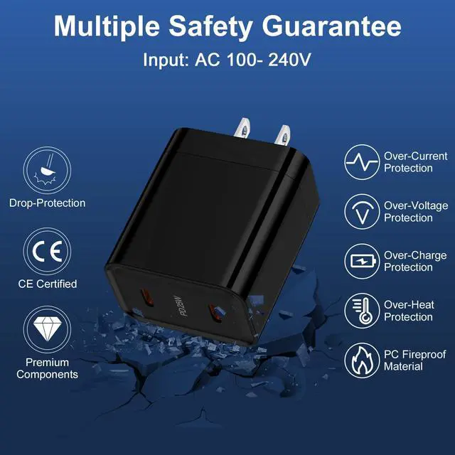 Alt view image 5 of 7 - Fast Samsung Charger Block USB C 25W Dual Port Android Charger Type C Phone Wall Plug for Galaxy S26 Ultra S26+ S26 A17 S25 Ultra Plus A36 A26 A56 A16 5G A35 A15 A26 A36 A56 S24 FE A25 Z Fold 6 S23