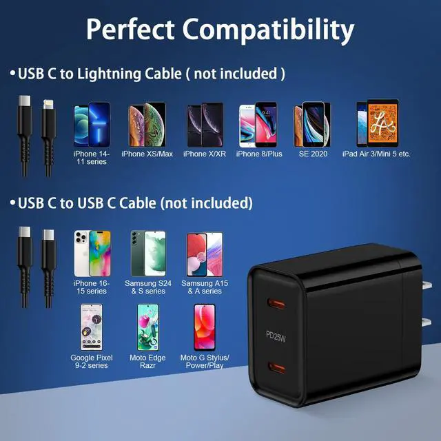 Alt view image 7 of 7 - Fast Samsung Charger Block USB C 25W Dual Port Android Charger Type C Phone Wall Plug for Galaxy S26 Ultra S26+ S26 A17 S25 Ultra Plus A36 A26 A56 A16 5G A35 A15 A26 A36 A56 S24 FE A25 Z Fold 6 S23