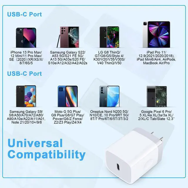Alt view image 4 of 7 - USB C Charger Box Phone Charger Block Fast Charging Wall Plug for Samsung