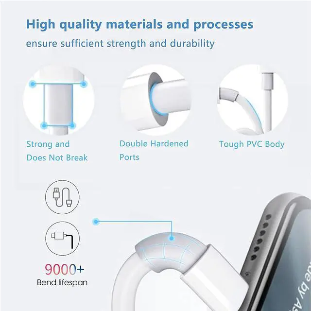 Alt view image 3 of 7 - iPhone Charger, 3PackMFi Certified Lightning Cable Quick Fast Charging Cords and 3Pack USB Wall Charger Travel Plug Block Adapter Compatible with iPhone 14/13/12/11 Pro/Xs/XR/X/8 Plus and More