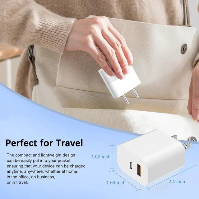 Alt view image 6 of 6 - Fast USB C Charger Block for Apple Watch,20W Dual Port Wall Charger Type C Charging Plug Power Adapter for Apple Watch/iWatch Series Ultra/11/10/9/8/7/6/5/4/3,iPhone 17/16/15,AirPods 4/3/2/1