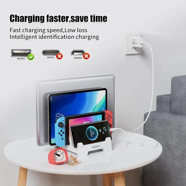 Alt view image 6 of 7 - 5V 2A Power Adapter UL Certified, USB Wall Charger 2-Pack Fast Charging Plug Cube for iPhone 13/14/15/16/16 Pro/Pro Max/Plus, XS/XR/X & Watch Series 7/8, Ideal for Home & Travel Use