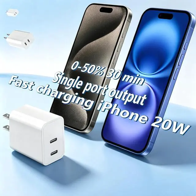 Alt view image 2 of 6 - Dual USB C Charger Block for Apple Watch 11 10 iWatch iPhone iPad AirPods