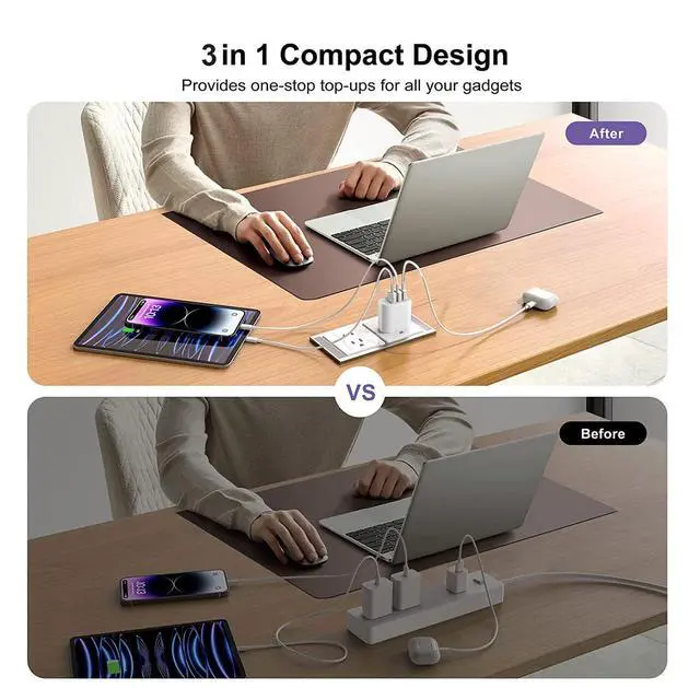 Alt view image 2 of 7 - 3-Port USB Wall Charger,Compatible with iPhone 14/13/12/11 Pro Max