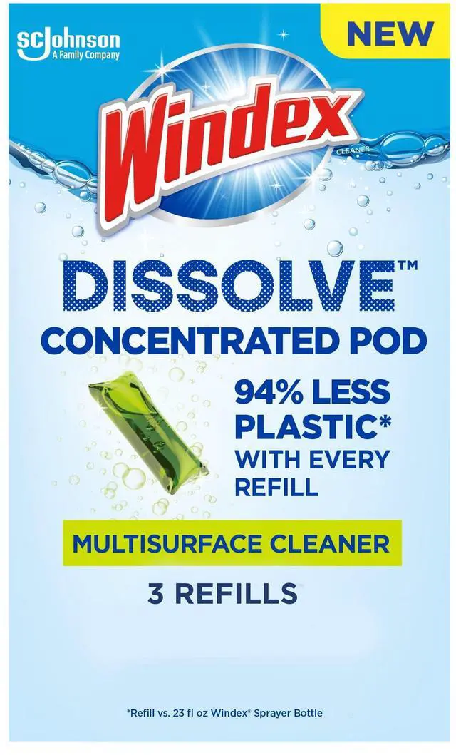 Main image of Windex Dissolve Concentrated Pods, Multisurface Cleaner, 3 Concentrated Dissolvable Refill Pods