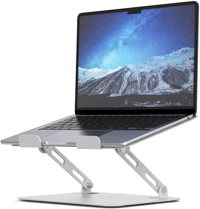 Main image of SOUNDANCE Laptop Stand for Desk with Stable Heavy Base, Adjustable Height Multi-Angle, Ergonomic Metal Riser Holder, Foldable Mount Elevator, Compatible with 10 to 15.6 Inches PC Computer, Silver