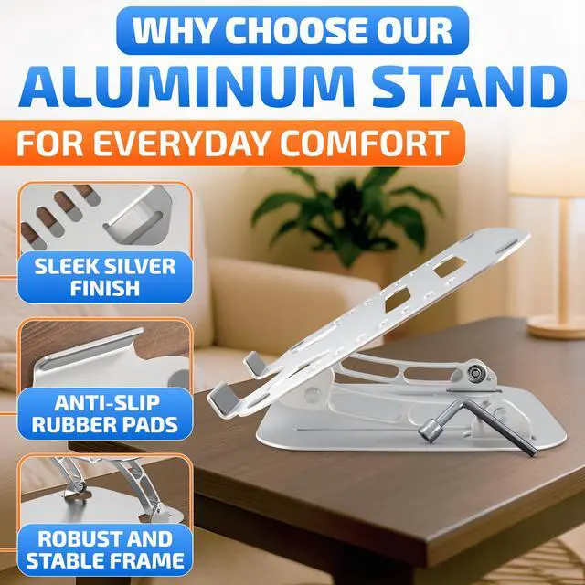 Alt view image 3 of 7 - V TOWER Aluminium Laptop Stand for Desk with Adjustable Height and Angle