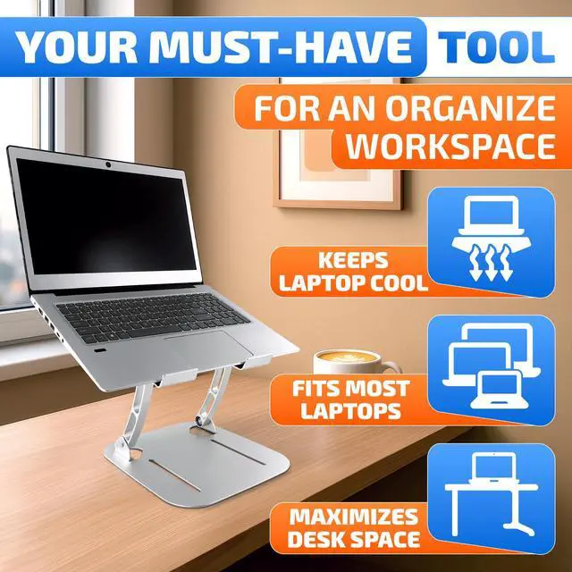 Alt view image 4 of 7 - V TOWER Aluminium Laptop Stand for Desk with Adjustable Height and Angle