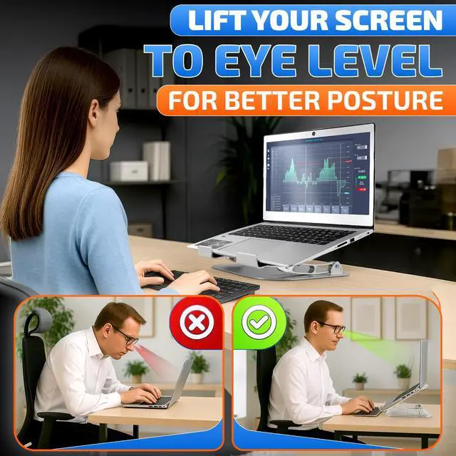 Alt view image 6 of 7 - V TOWER Aluminium Laptop Stand for Desk with Adjustable Height and Angle