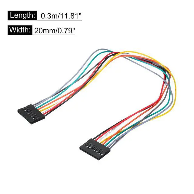 Alt view image 2 of 6 - MECCANIXITY Female to Female 8Pin Breadboard Jumper Wire 2.54mm Pitch Single Row Ribbon Cable 30cm Long Breadboard Ribbon Cables for Breadboard Electronic Projects Pack of 2,Multicolored