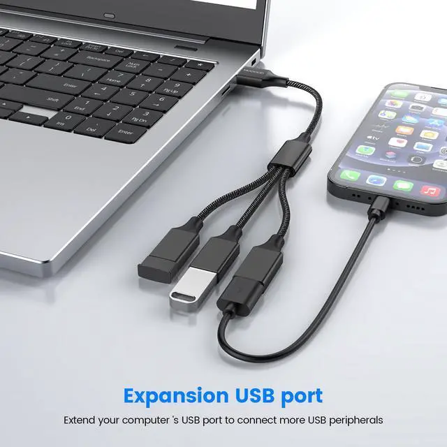 Alt view image 2 of 6 - MOGOOD USB 1 to 3 Port Splitter Cable Type A 1 Male to 3 Female