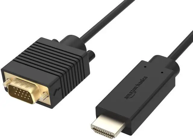 Main image of Amazon Basics HDMI (Source) to VGA (Display) Cable (ONE-Directional), Male to Male, 1080P, Gold-Plated, 6 feet, Black
