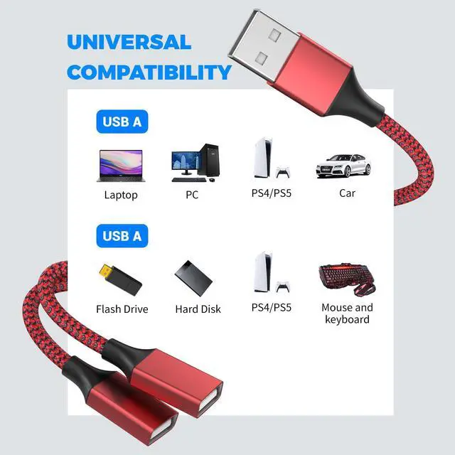 Alt view image 2 of 6 - POHFP USB Splitter 1 in 2 Out Y Cable, 1Ft/ 30cm, Red