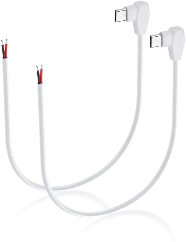 Main image of PNGKNYOCN Right Angle USB C Power Pigtail Cable2 Pack 20AWG 5V/5A 90 Degree USB Type C Male Plug to 2 Pin Bare Wire Open End Extension Power Cable for DIY Equipment Installed Replace Repair0.3M