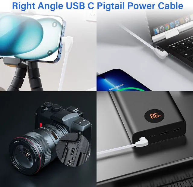Alt view image 5 of 7 - PNGKNYOCN Right Angle USB C Power Pigtail Cable2 Pack 20AWG 5V/5A 90 Degree USB Type C Male Plug to 2 Pin Bare Wire Open End Extension Power Cable for DIY Equipment Installed Replace Repair0.3M