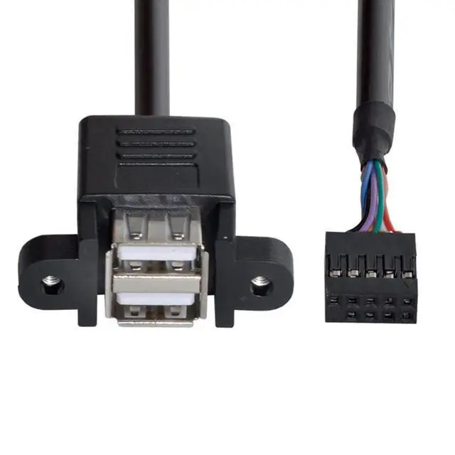Alt view image 4 of 7 - chenyang USB 2.0 Front Panel Header 9/10Pin 1 Male to 2 USB 2.0 Female Y Splitter Mainboard Header Port Extension Cable Adapter with Screw Panel Holes
