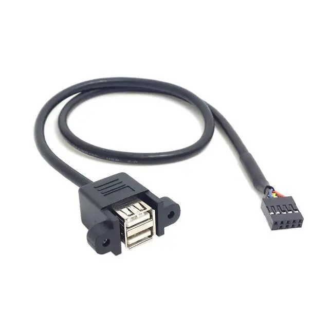Alt view image 7 of 7 - chenyang USB 2.0 Front Panel Header 9/10Pin 1 Male to 2 USB 2.0 Female Y Splitter Mainboard Header Port Extension Cable Adapter with Screw Panel Holes