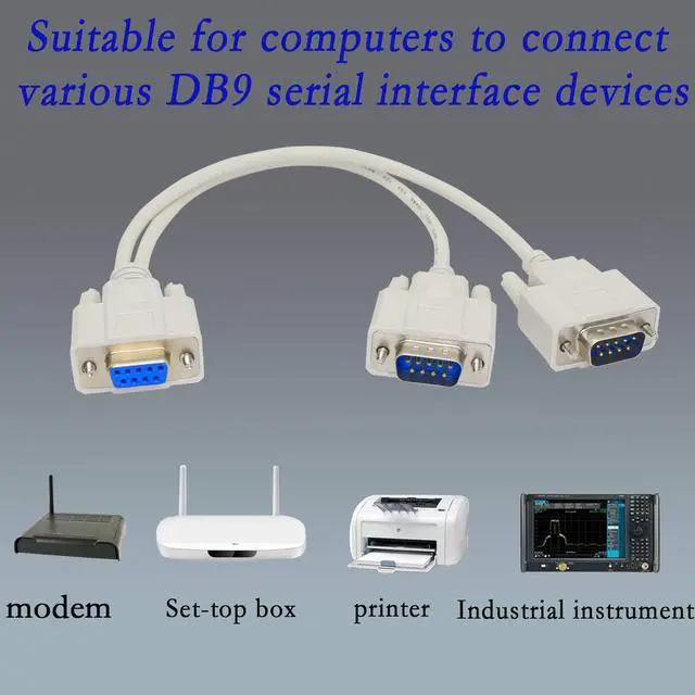 Alt view image 7 of 7 - PNGKNYOCN 30cm DB9 Y Splitter Cable DB9 9 Pin 1 Female ale to 2 Male Rs232 Serial Splitter Adapter Straight-Through Cable YOUCHENG for Connect Various Serial Interface Devices
