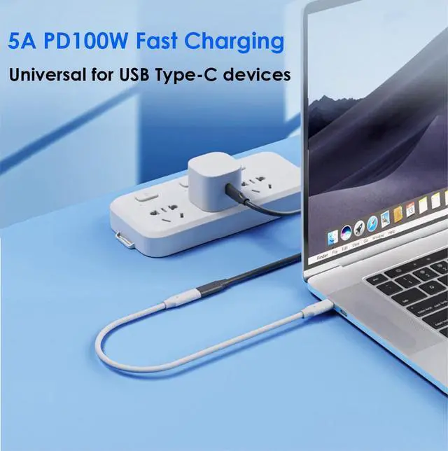 Alt view image 5 of 7 - USB C Extension Cable 3.3ft, USB Type C Male to Female Charging/Data Transfer Extender Cord, USB3.2 10Gbps 5A/100W 4K/60Hz,Compatible with MacBook Dell XPS iPhone 17/16/15 Samsung Galaxy iPad and More