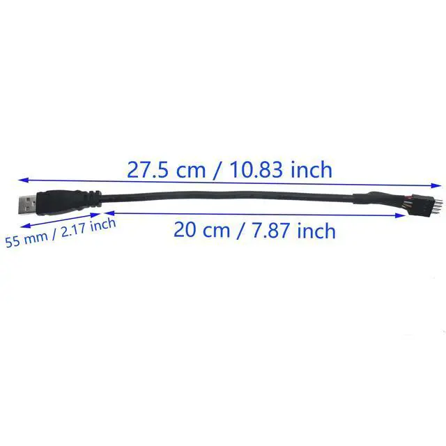 Alt view image 2 of 4 - SYCZIOHU 20 CM USB Type-A Male to Motherboard 9-pin USB Header Adapter Data Cable for Various Computer Peripheral Products