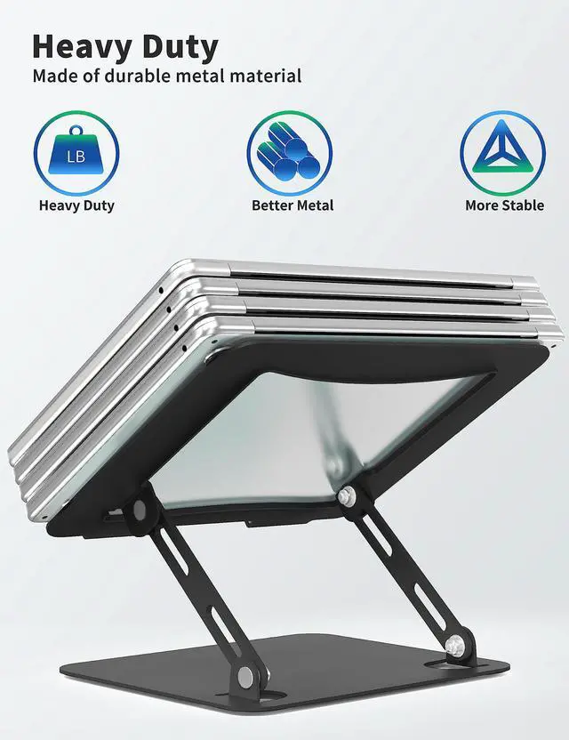 Alt view image 5 of 7 - SOUNDANCE Laptop Stand for Desk, Portable Adjustable Laptop Riser, Ergonomic Design Computer Holder, Metal Laptop Mount Elevator Compatible with 10 to 15.6 Inches PC Computer, Black