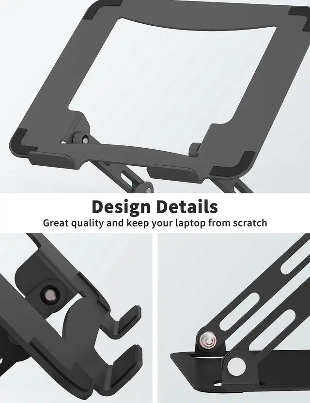 Alt view image 6 of 7 - SOUNDANCE Laptop Stand for Desk, Portable Adjustable Laptop Riser, Ergonomic Design Computer Holder, Metal Laptop Mount Elevator Compatible with 10 to 15.6 Inches PC Computer, Black