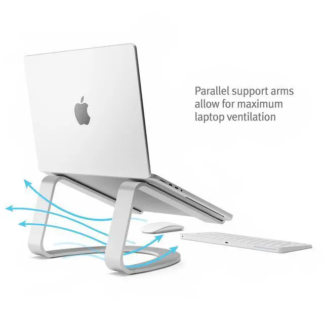 Alt view image 2 of 7 - Twelve South Curve SE, Ergonomic Aluminum Laptop and MacBook Stand, Silver